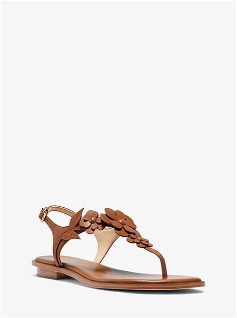 michael kors flora appliqué leather sandal|Flora Appliqué Leather Platform Sandal .